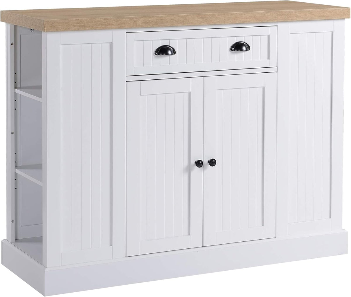 Black Wooden Kitchen Island with Drawer and Shelving O3842