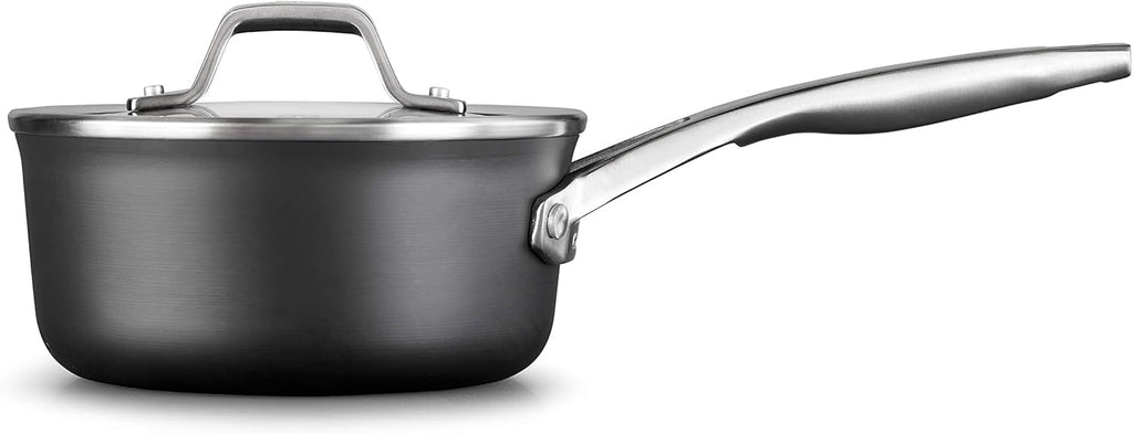 1.5-Quart Hard-Anodized Nonstick Sauce Pan with Cover Black Y6501