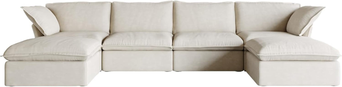 Beige U Shape Sectional Sofa with Ottomans C23019