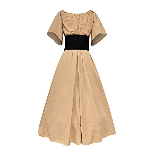 Color Block Off Shoulder Vintage Ball Gown Dress H804339