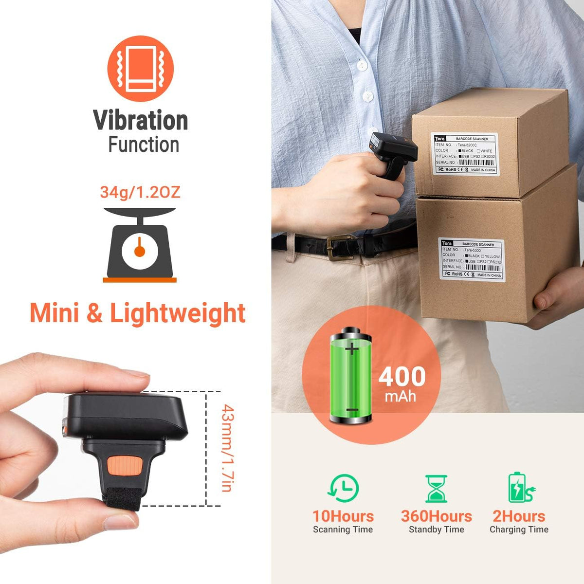 Wireless Ring Barcode Scanner with Bluetooth L30673