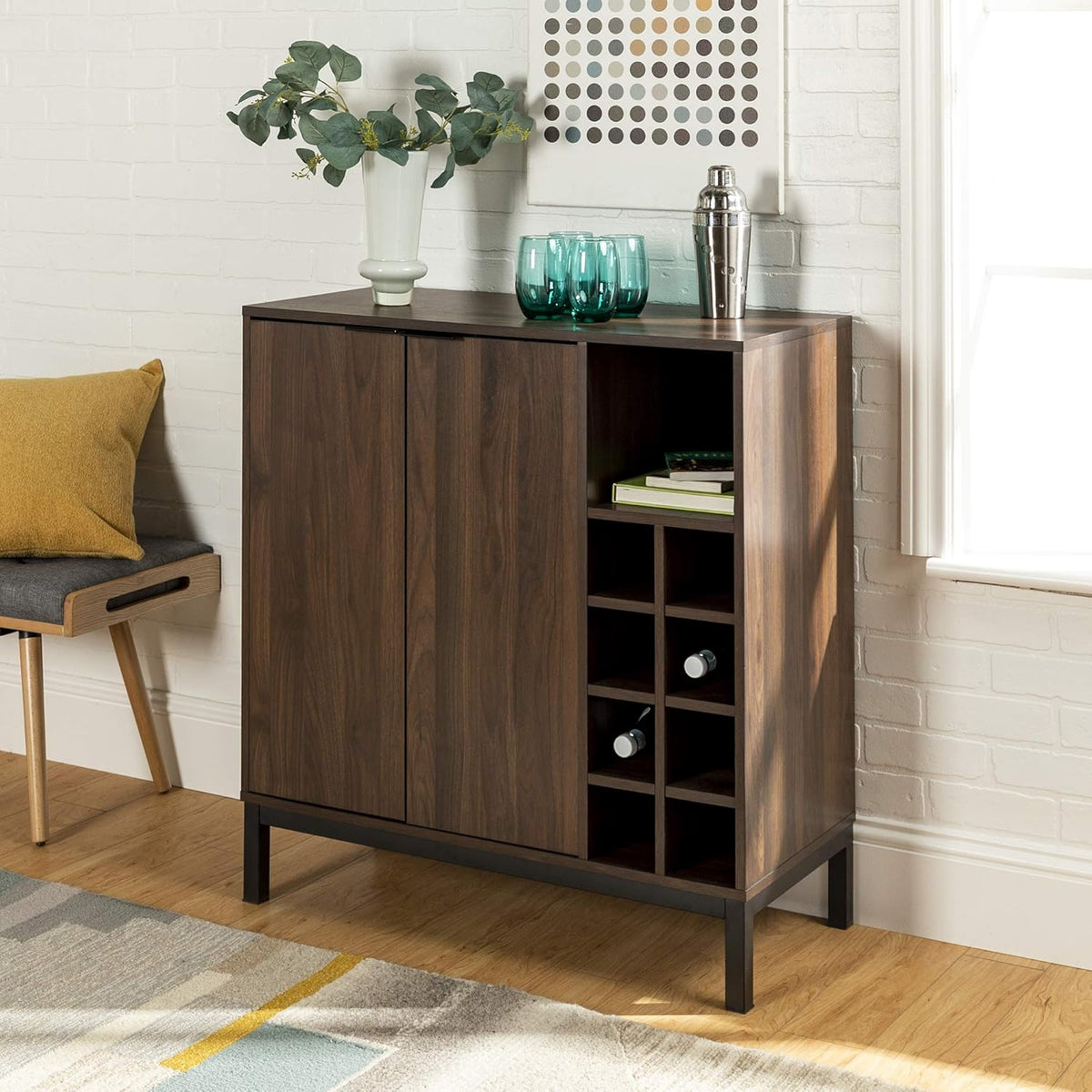 Dark Walnut Wood Storage Cabinet W89770