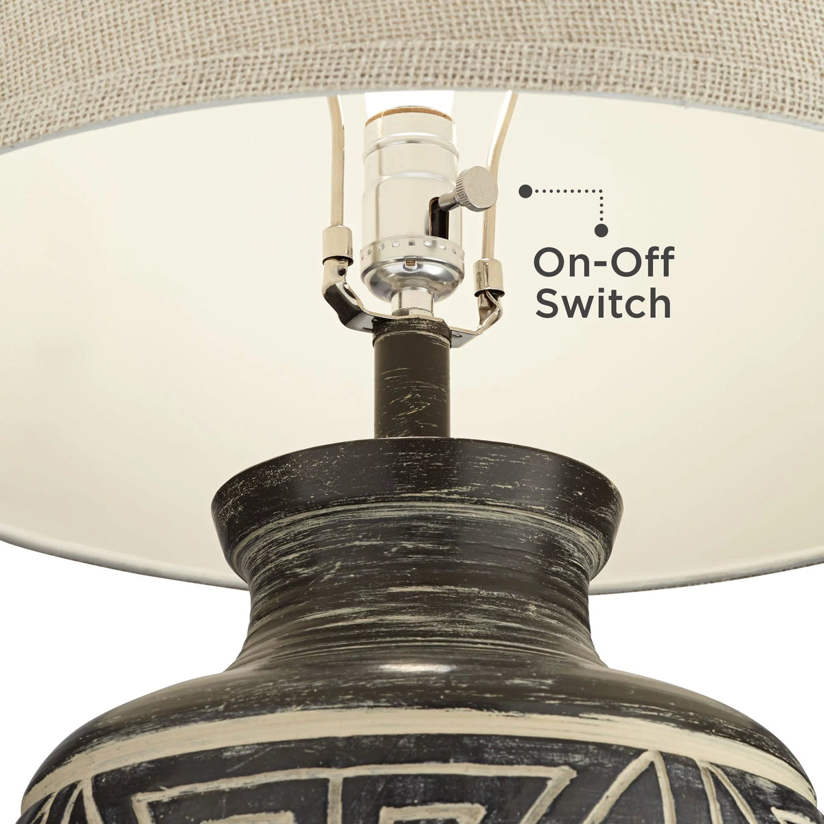 Rustic Table Lamp 32" Tall Earth Tone Linen Drum Shade T111856