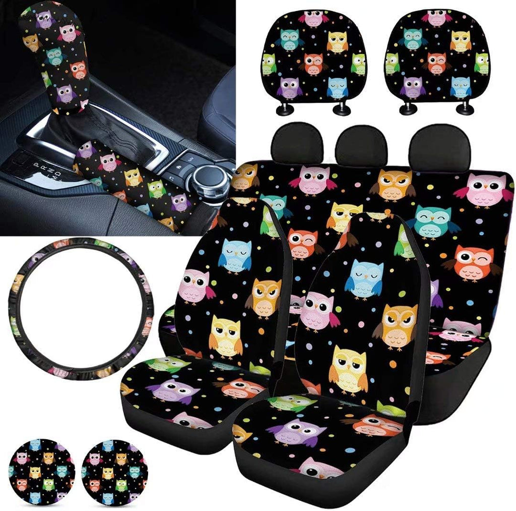 Purple Sugar Skull Car Seat Cover Set 11 PCS T50763