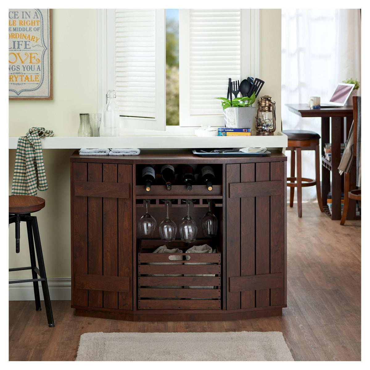 Vintage Walnut Dining Buffet with Removable Crate B2797