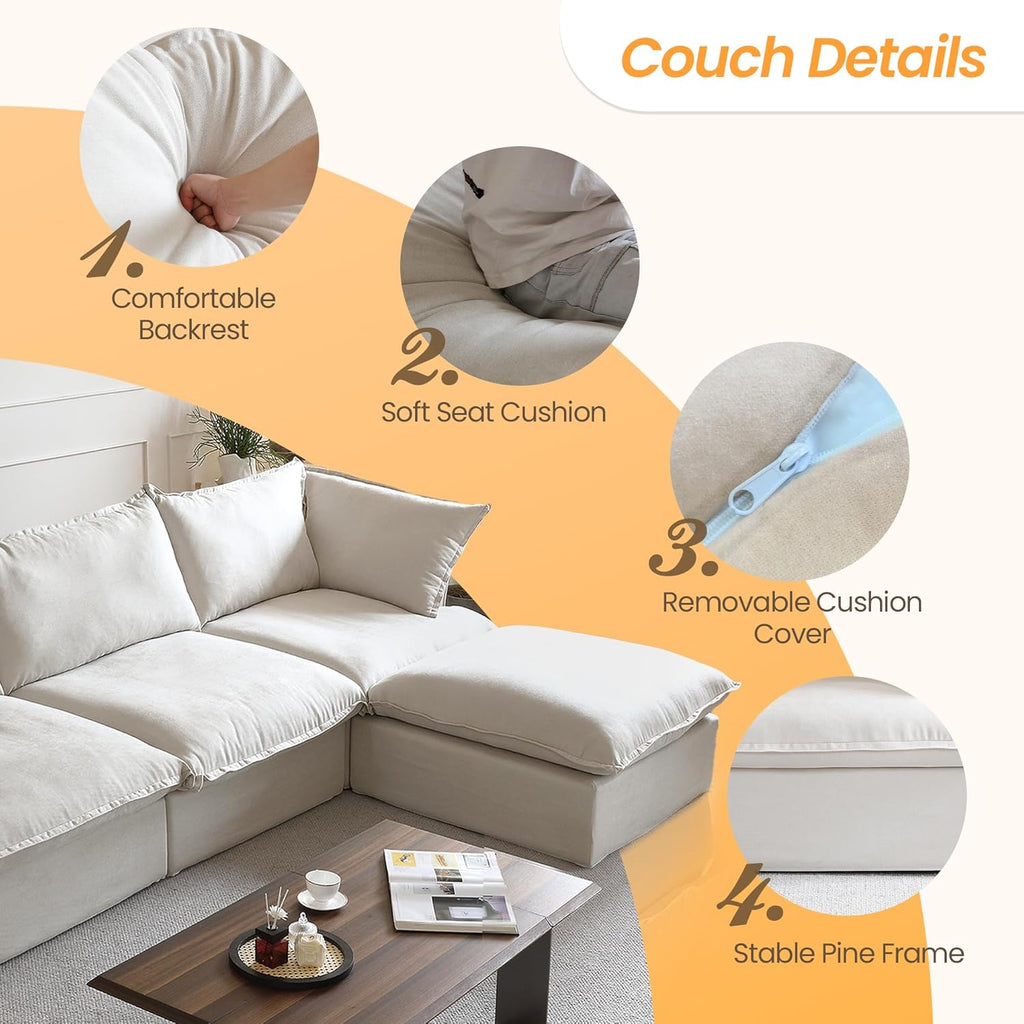 Beige U Shape Sectional Sofa with Ottomans C23019