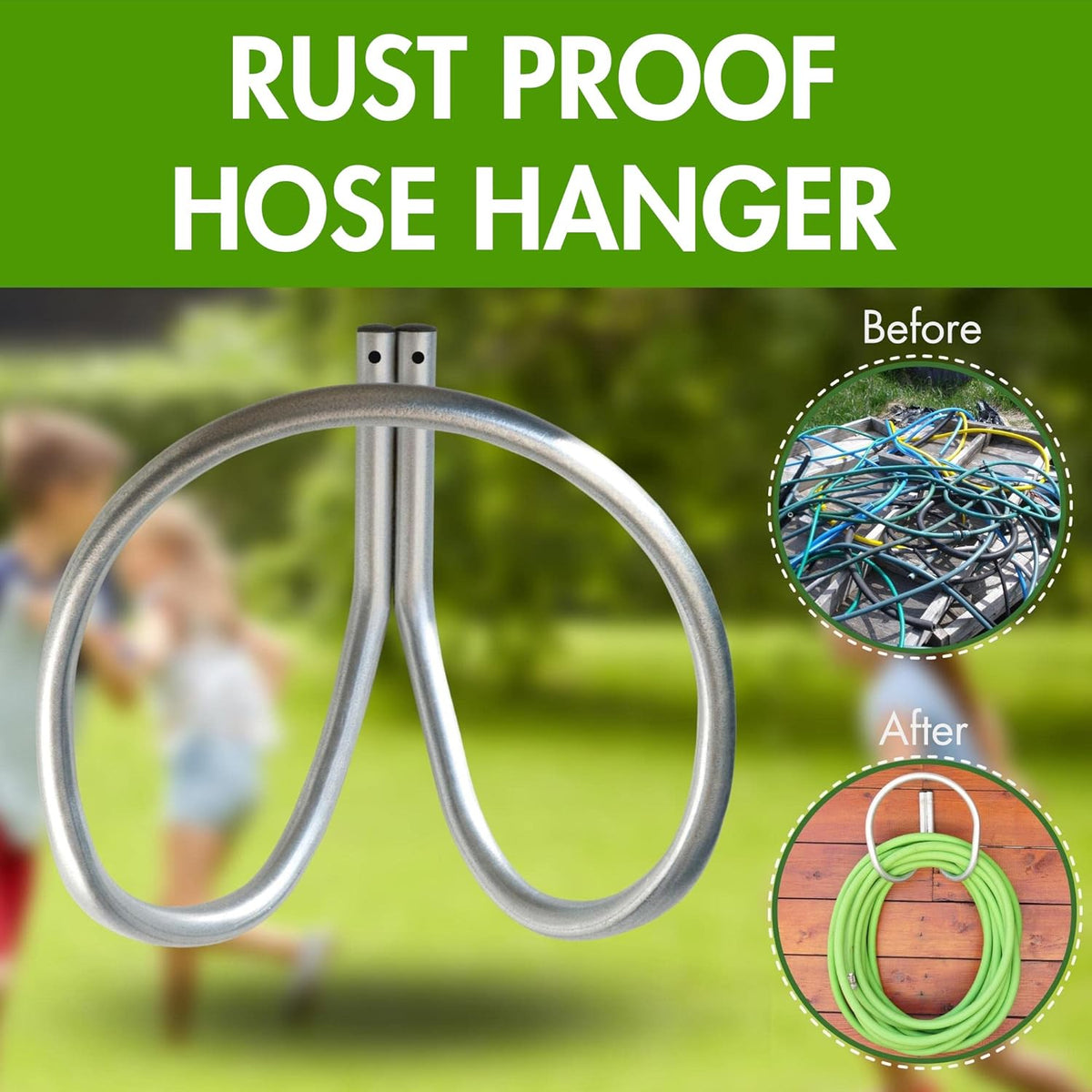 Garden Hose Holder Wall Mounted Rust Proof Galvanized Heavy Duty O1786