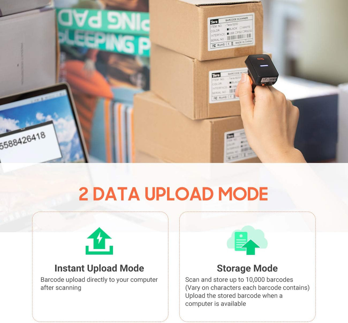 Wireless Ring Barcode Scanner with Bluetooth L30673