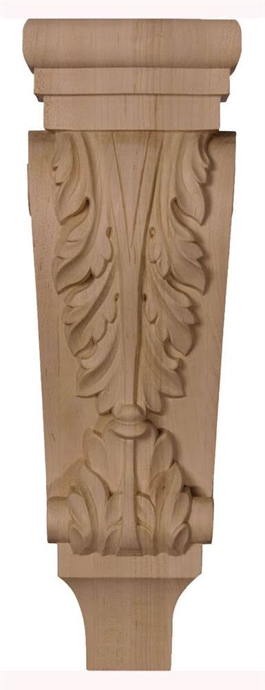 5 1/8 inchw x 3 3/8 inchd x 15 1/2 inchh Medium Acanthus Wood Corbel, Walnut V51839