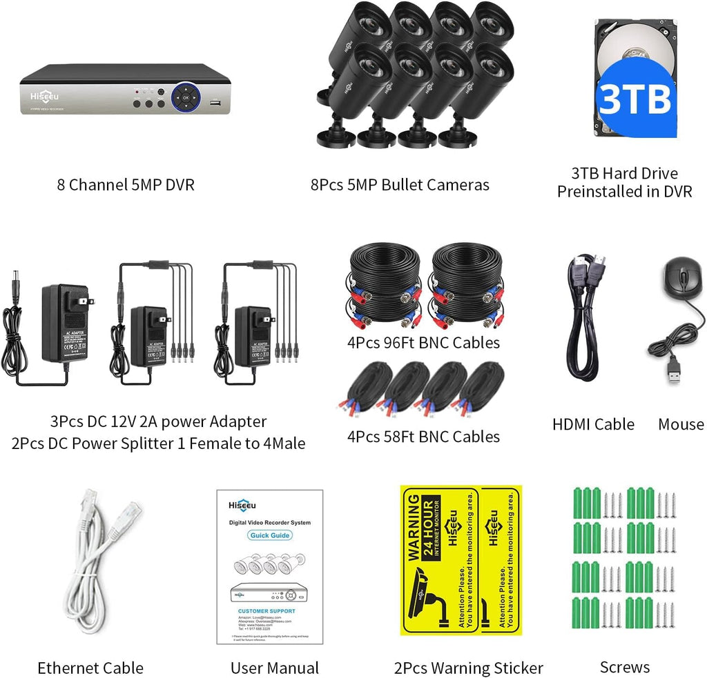 5MP 8 Channel Security Camera System with 3TB Hard Drive L47269