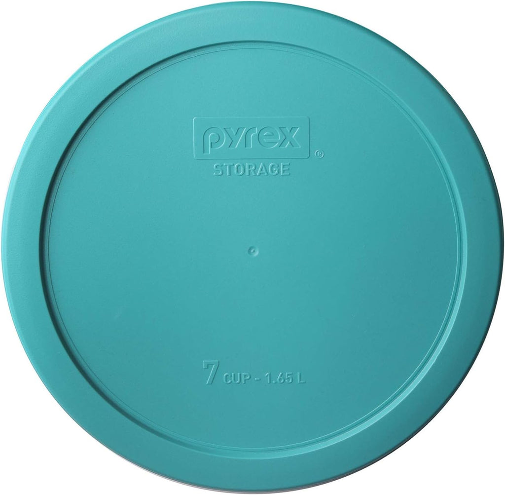 Pyrex Bundle - 4 Items: 6/7-Cup Glass Bowls, 6/7-Cup Turquoise Plastic Lids T71379