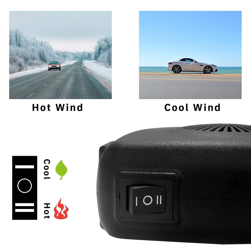 Black 12V 150W Car Heater Cooling Fan Defroster F258674