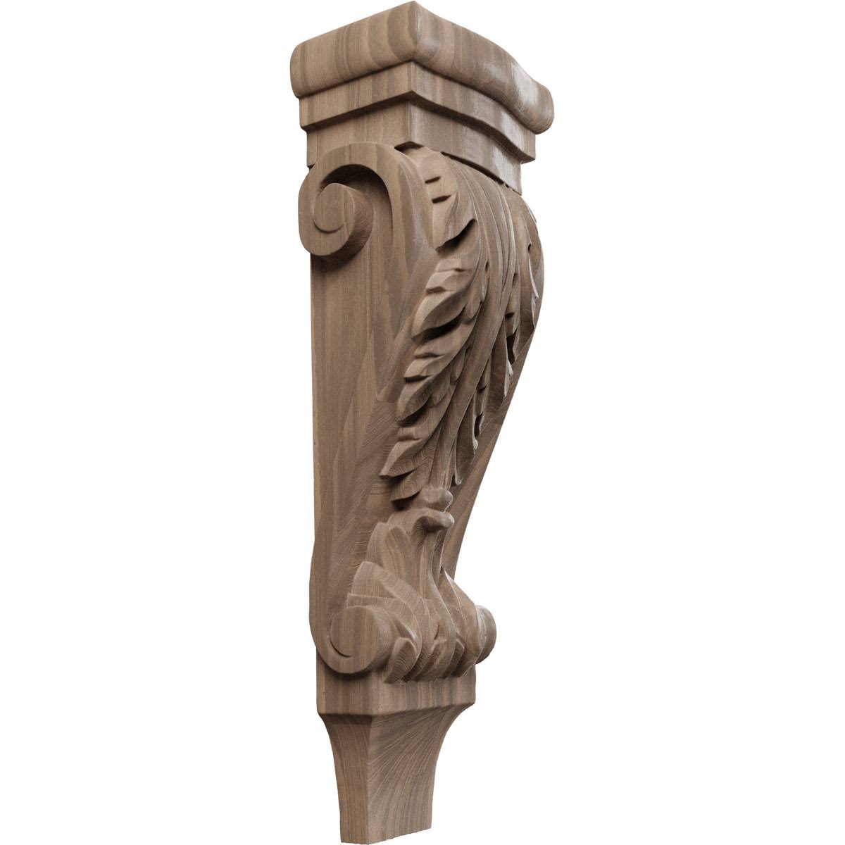 5 1/8 inchw x 3 3/8 inchd x 15 1/2 inchh Medium Acanthus Wood Corbel, Walnut V51839