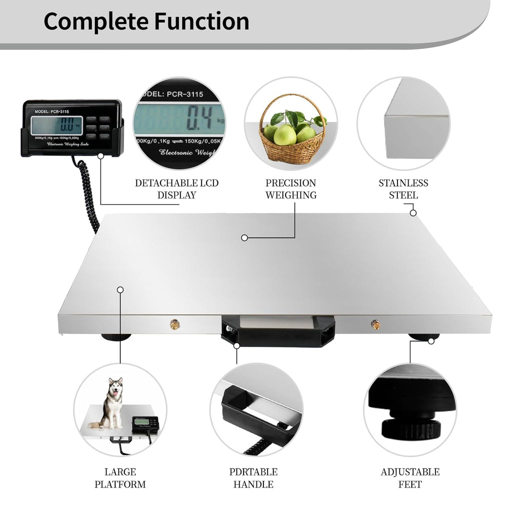 660Lbs x 0.2Lbs 21'' x 17'' Stainless Steel Platform Animal Scale R100938