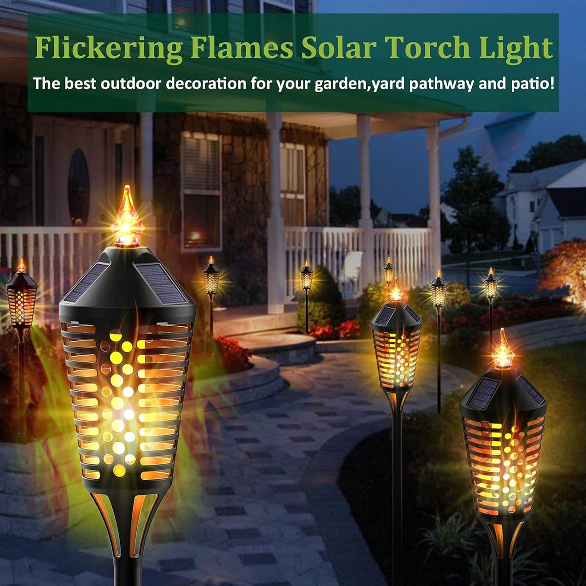 6 Pack Waterproof Outdoor Solar Torch Lights T10722