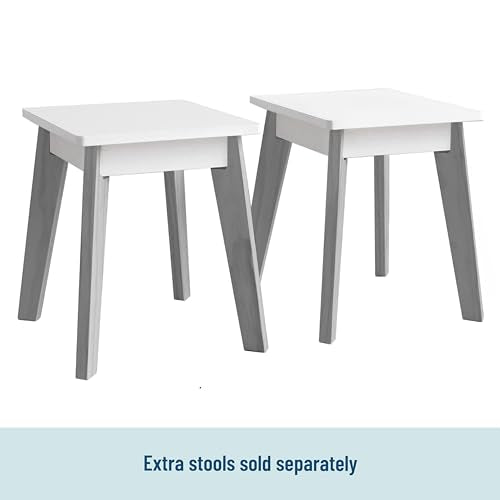 Gray Kids Arts and Crafts Table Set with Two Stools and Storage Cubbies V99994