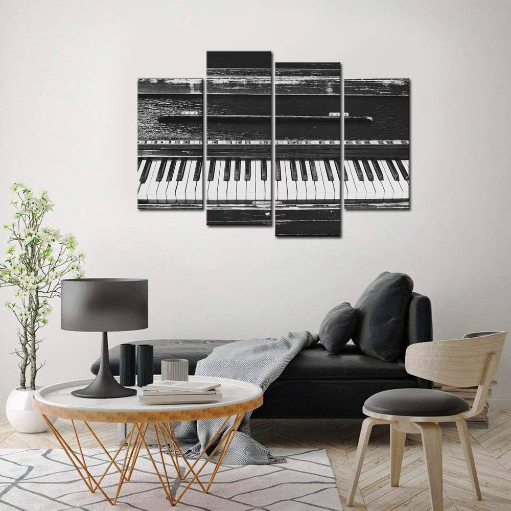 Black and White Piano Keyboard 4 Piece Canvas Wall Art with Frame C29005