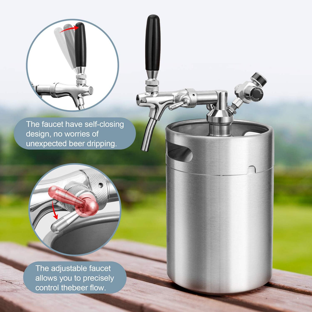 170oz Pressurized Stainless Steel Mini Keg Growler A64781