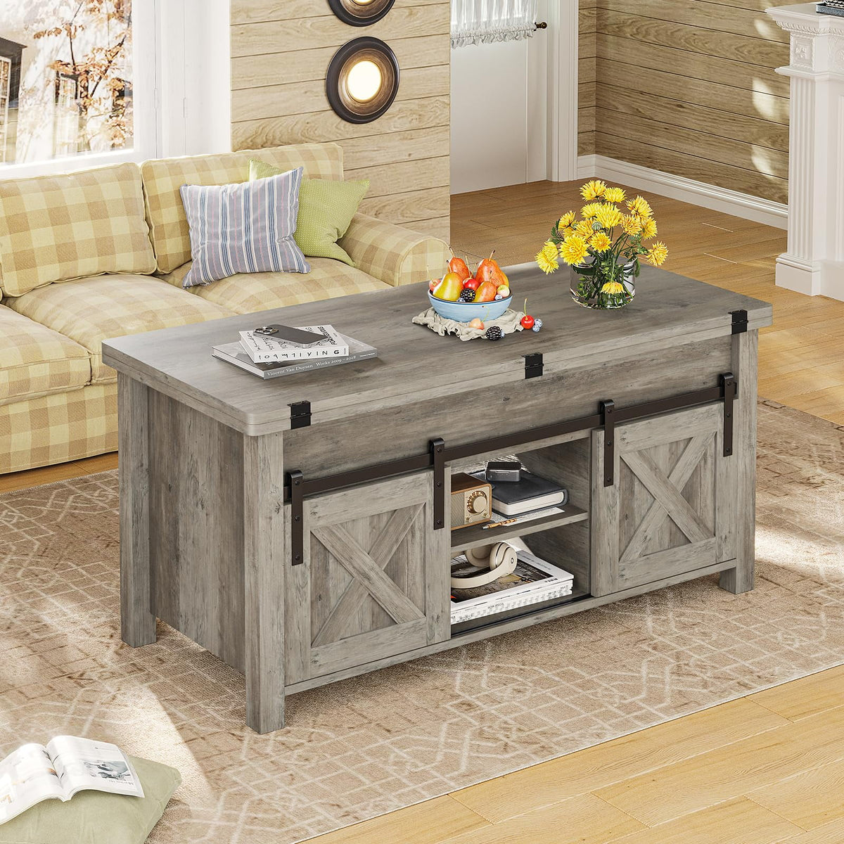 Gray Lift Top Coffee Table with Storage C305
