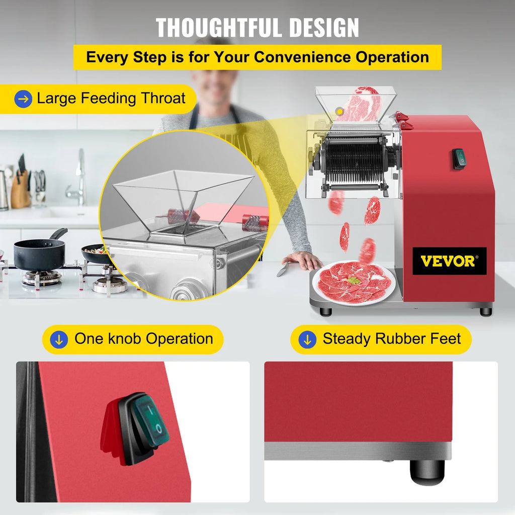 Red Electric Stainless Steel Meat Cutter with 3.5mm Blade O540