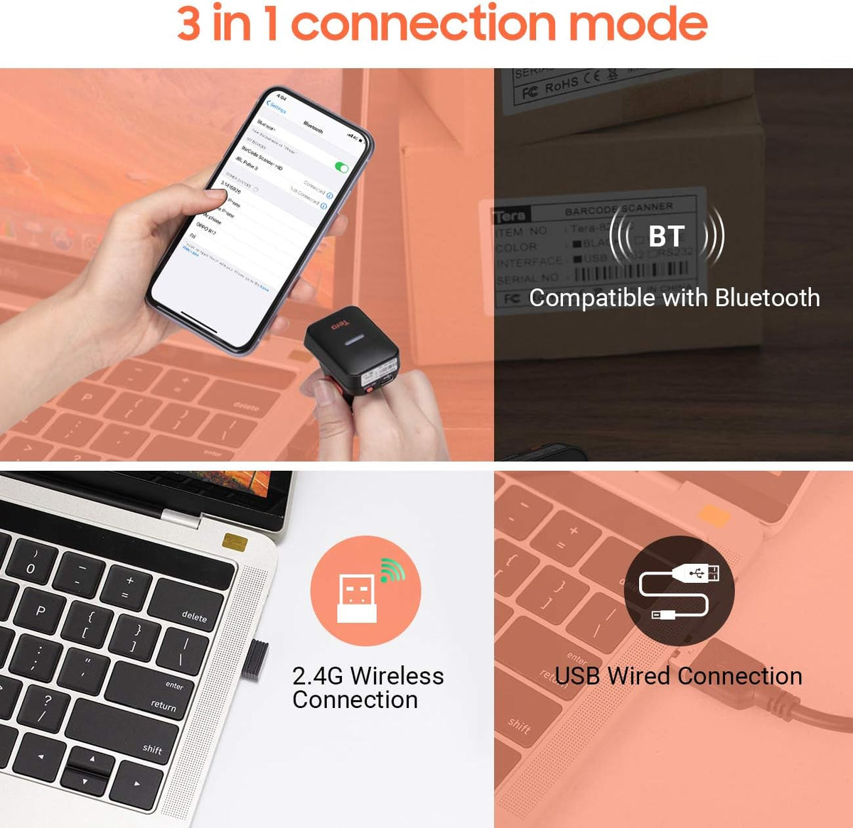 Wireless Ring Barcode Scanner with Bluetooth L30673