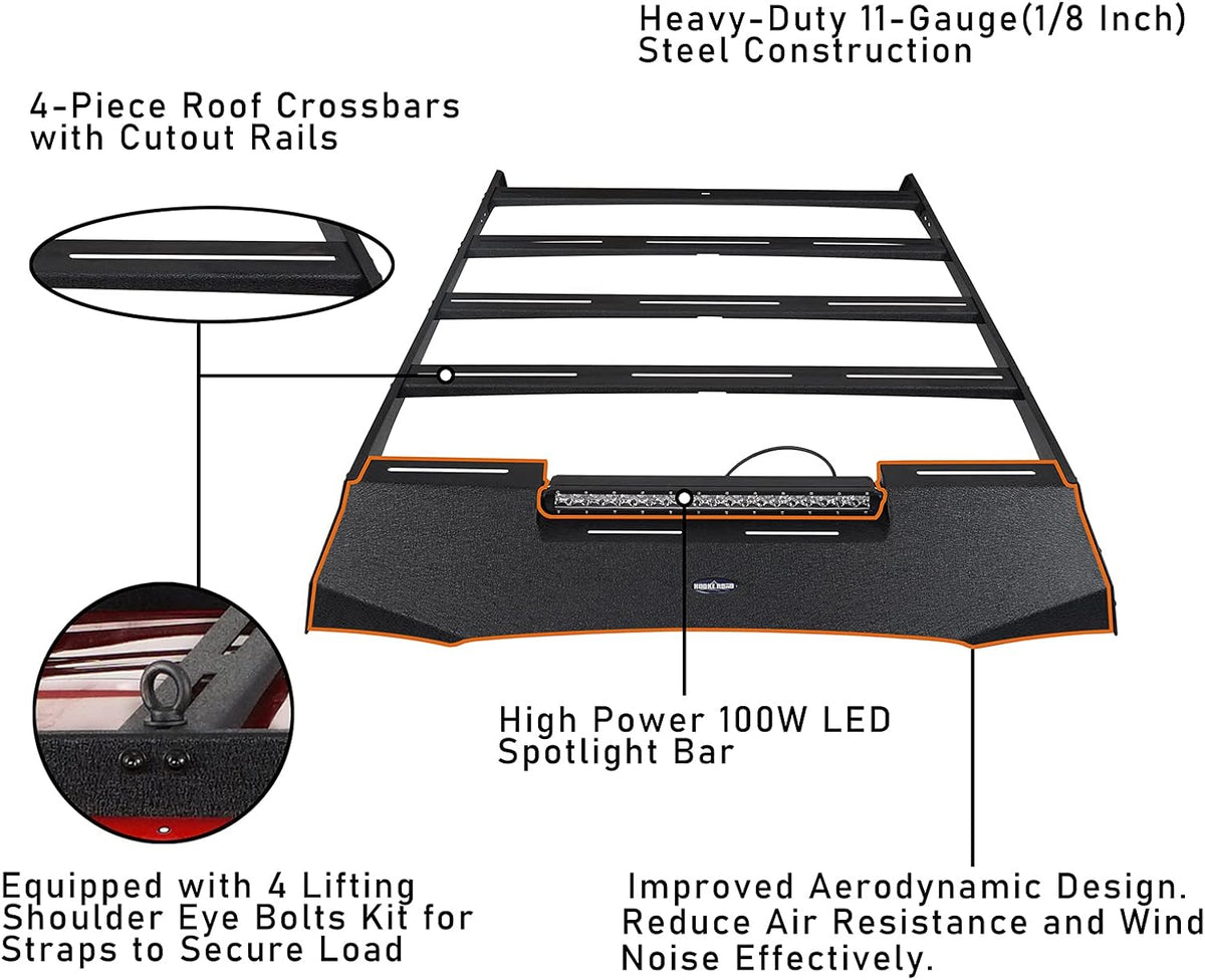 Roof Rack Basket Cargo Carrier with LED Light Bar I229