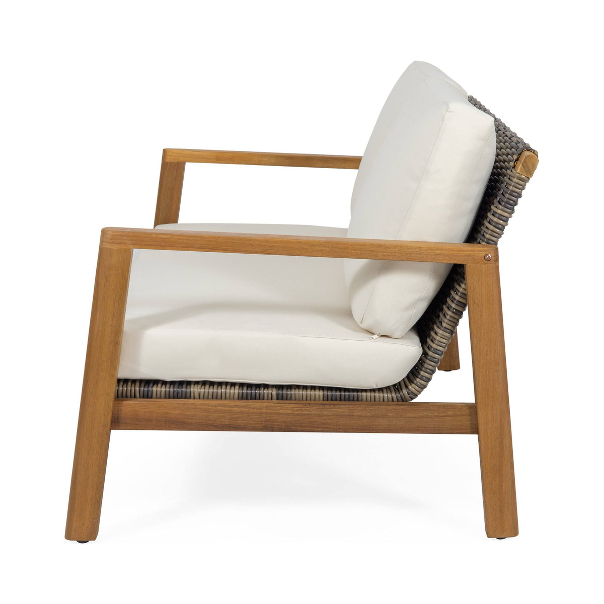 Acacia Wood Loveseat with Wicker Accents N62187