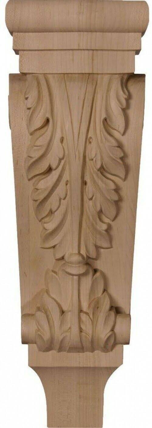 5 1/8 inchw x 3 3/8 inchd x 15 1/2 inchh Medium Acanthus Wood Corbel, Walnut V51839