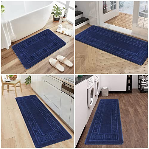 Black Non Slip Shaggy Microfiber Bathroom Rugs 3 Piece I787