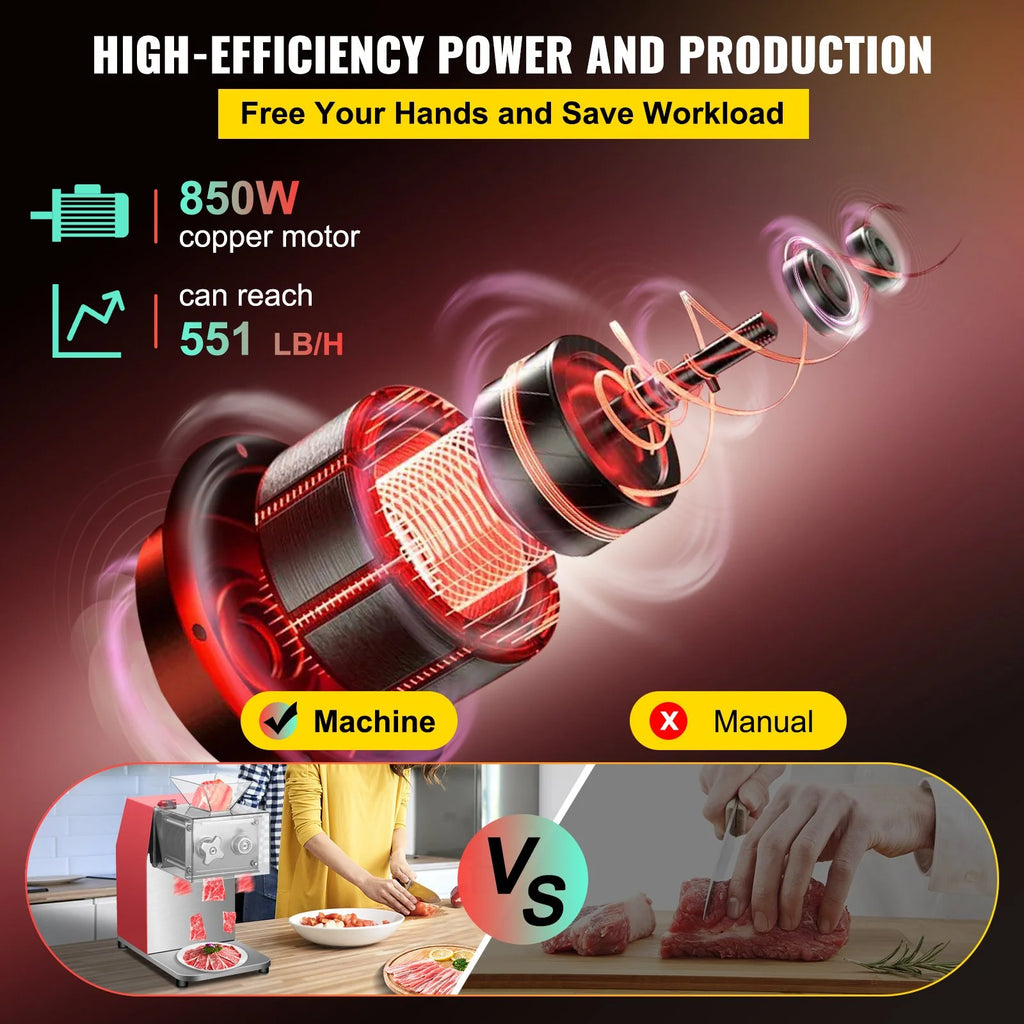 Red Electric Stainless Steel Meat Cutter with 3.5mm Blade O540