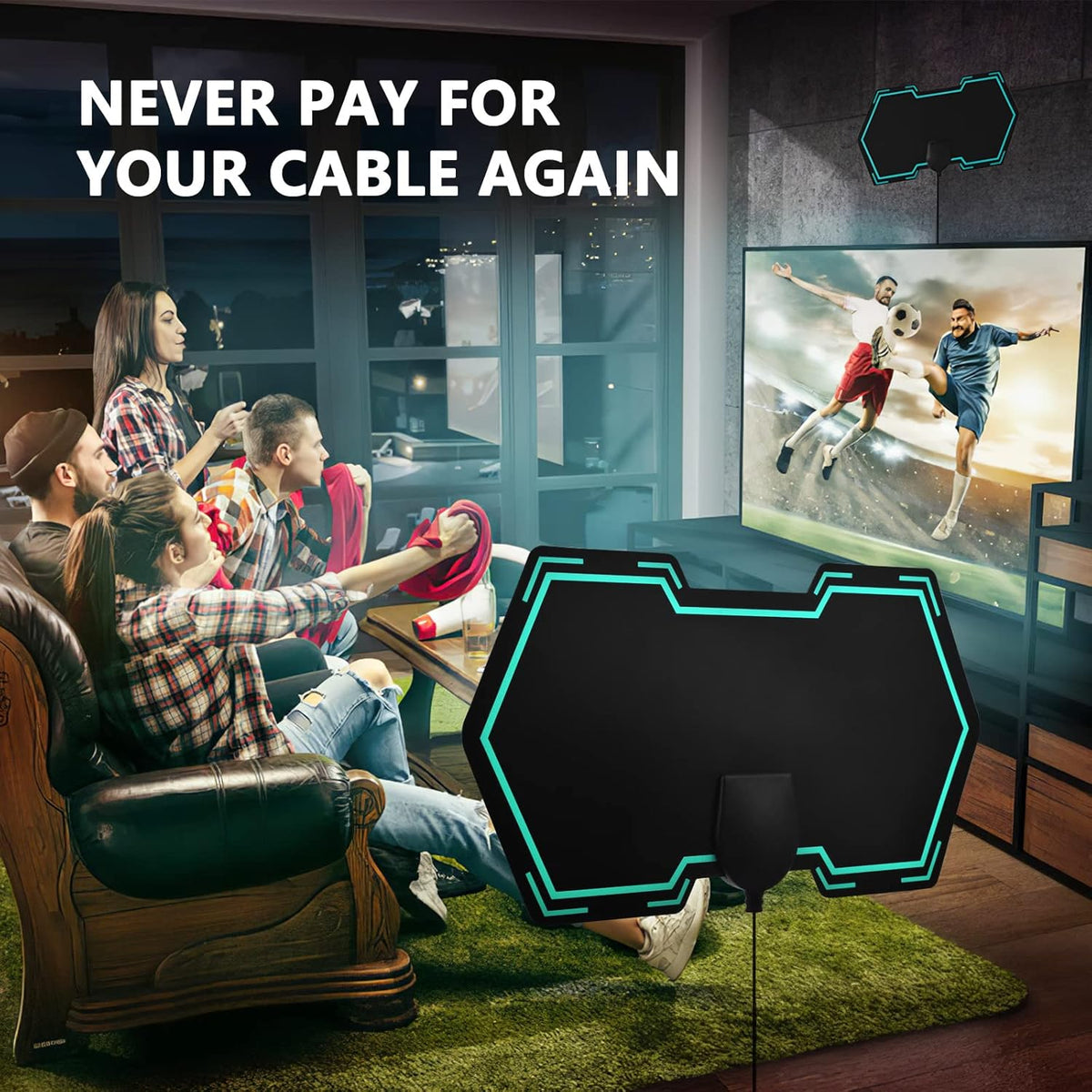 Indoor HD Digital TV Antenna 180+ Miles 4K 1080p Pack of 2 R253188