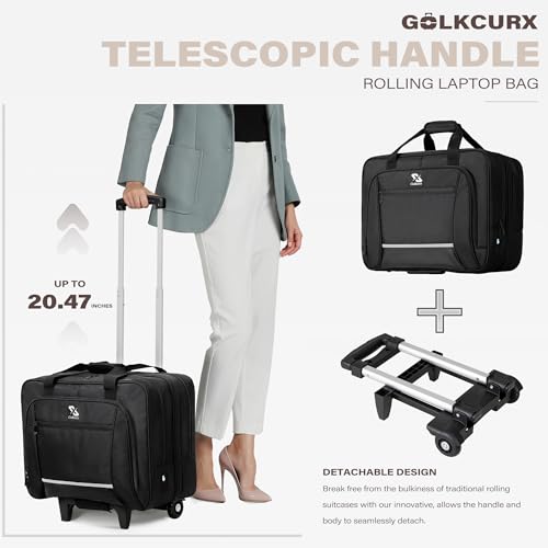 Black Rolling Laptop Bag with Wheels J6097