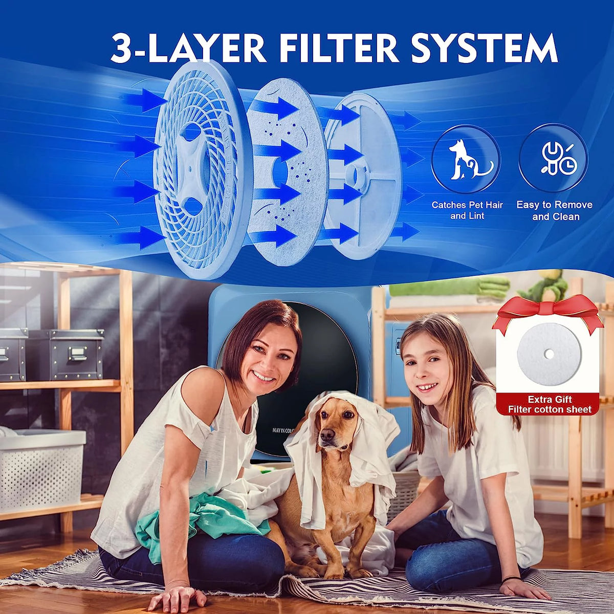Compact Electric Clothes Dryer 8.8 Lbs 850W with Moisture Sensor I123979