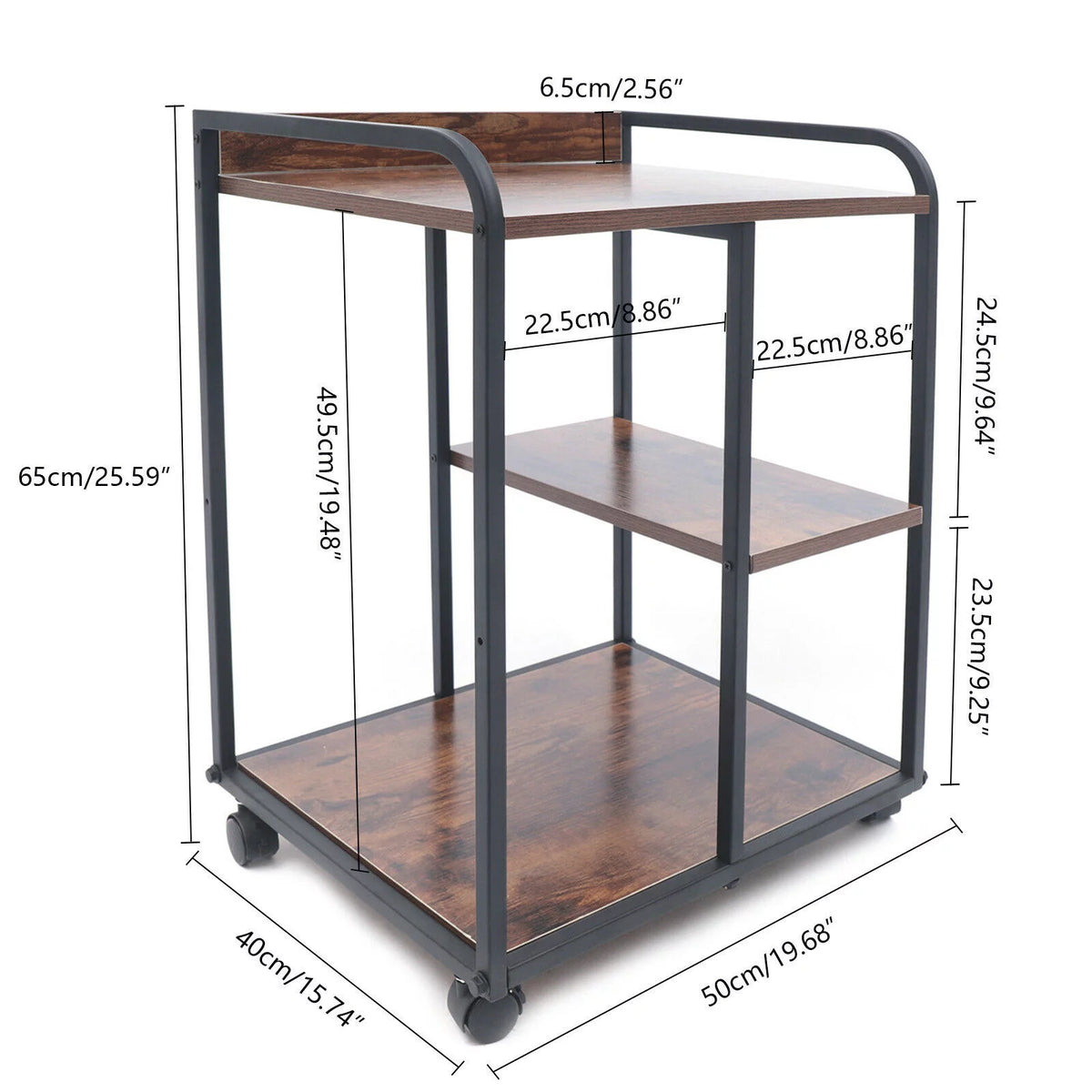 3-Tier Rolling Printer Stand with Storage Cart U8032