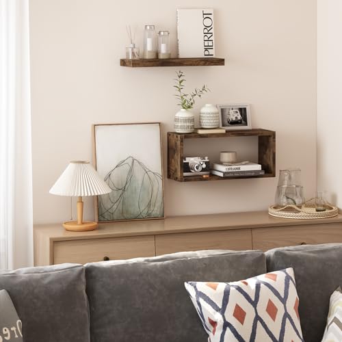Rustic Brown Floating Shelves D35982