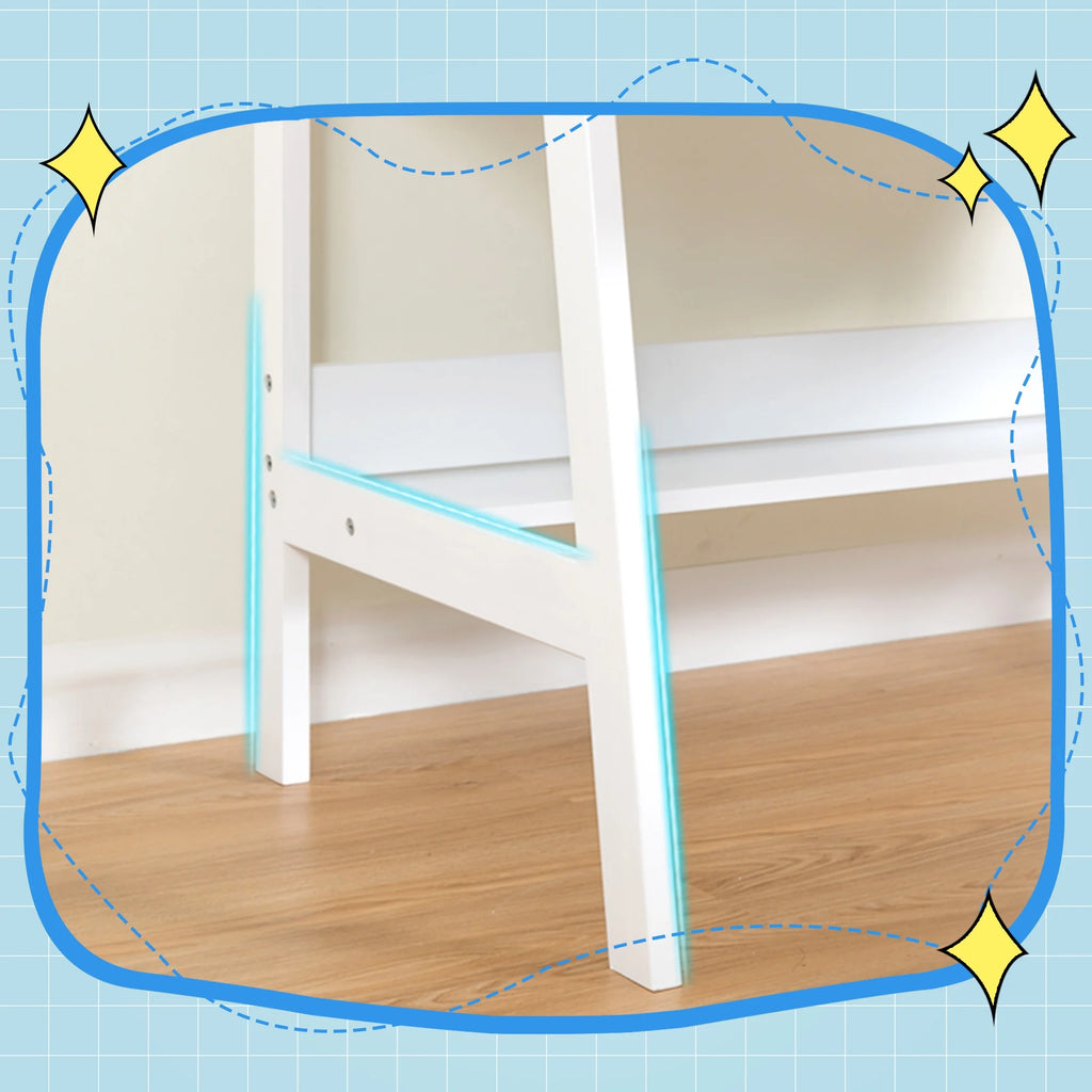White Wooden Kids Desk and Chair Set with Drawers K69922