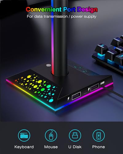 RGB Headset Stand with 2 USB Charger W5421