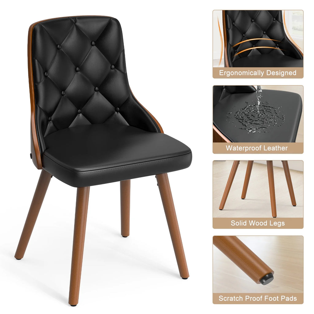 Black Set of 2 PU Leather Upholstered Dining Chairs O824