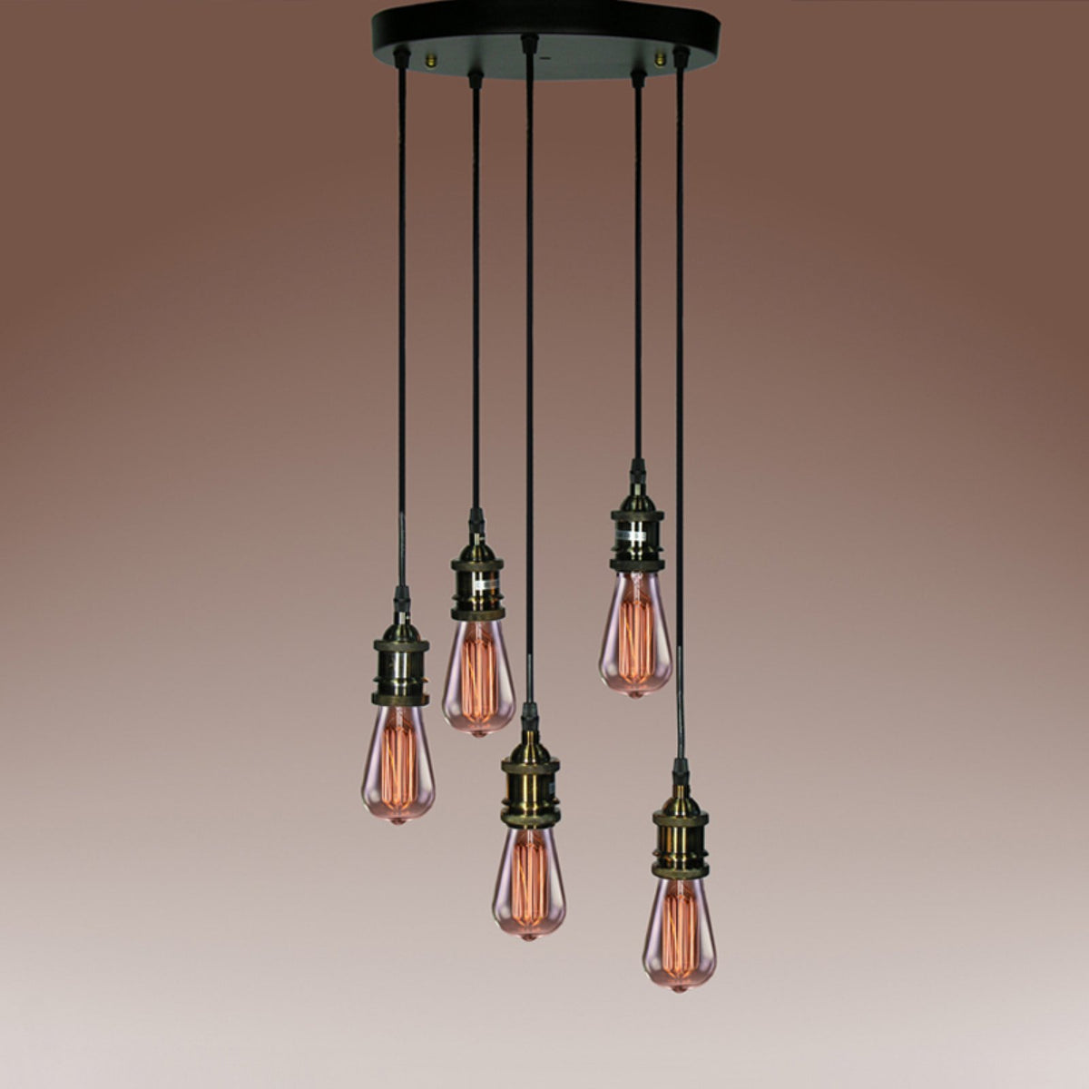5-light Adjustable Cord Edison Lamp with Bulbs E16287