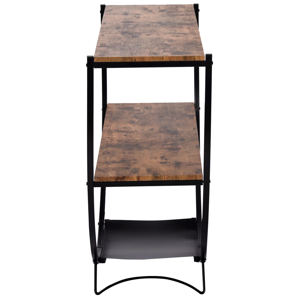Distressed Brown Metal Wood Console Table Z2679
