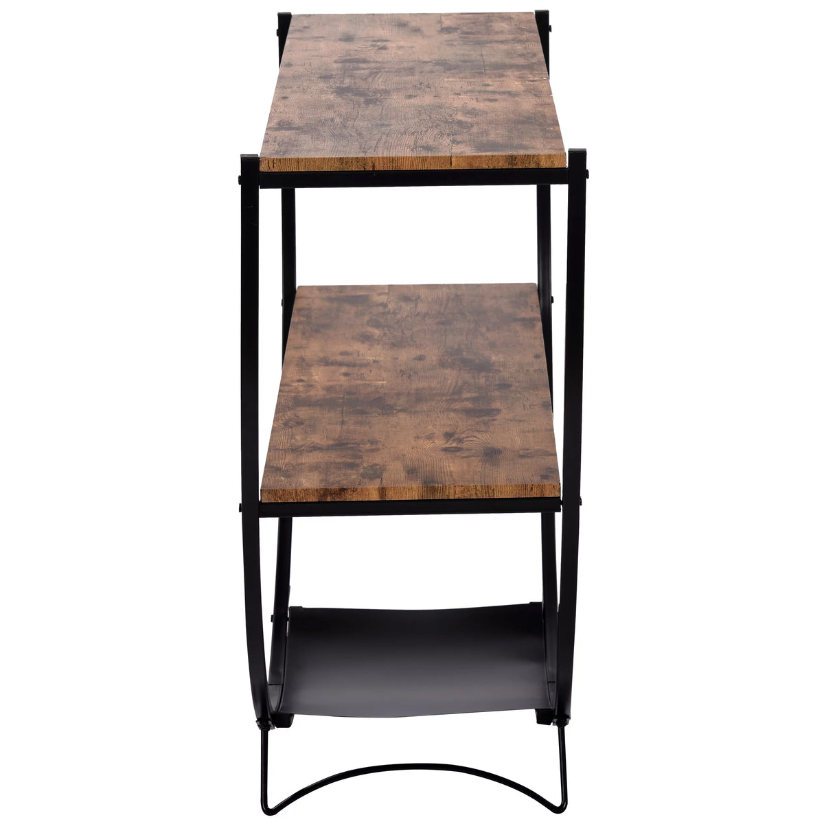 Distressed Brown Metal Wood Console Table Z2679