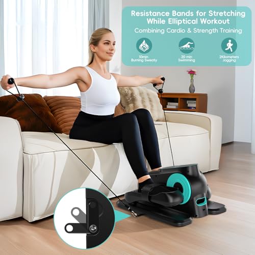 Under Desk Elliptical Machine, Quiet Portable Electric Seated Pedal Exerciser with Remote Control & 12 Adjustable Speeds U410887