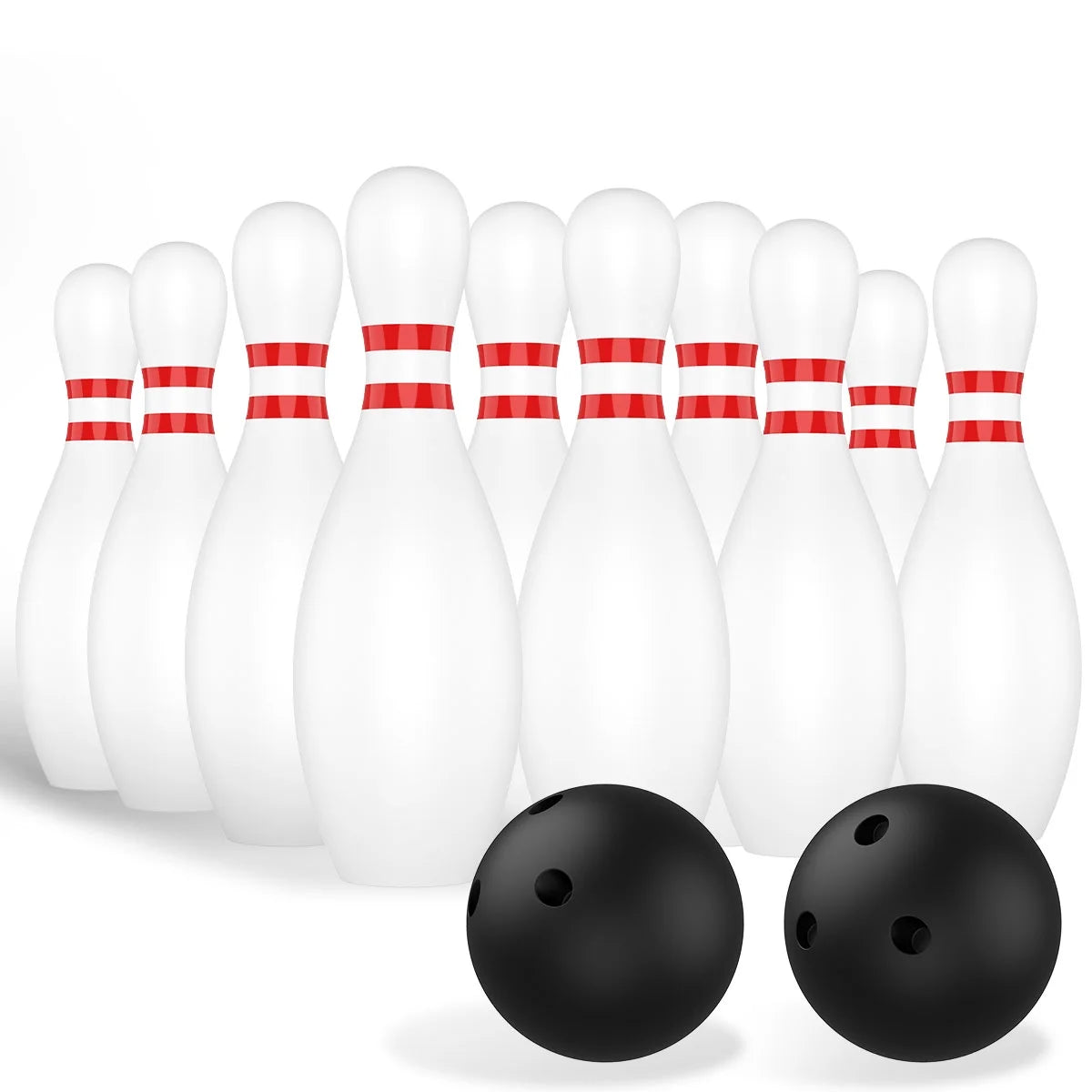 12 Pcs Kids Bowling Set with 10 White Pins and 2 Balls B973779