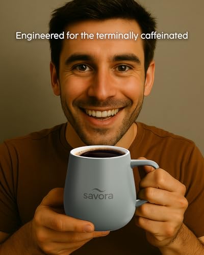 12oz Heated Ceramic Coffee Mug with Lid F981
