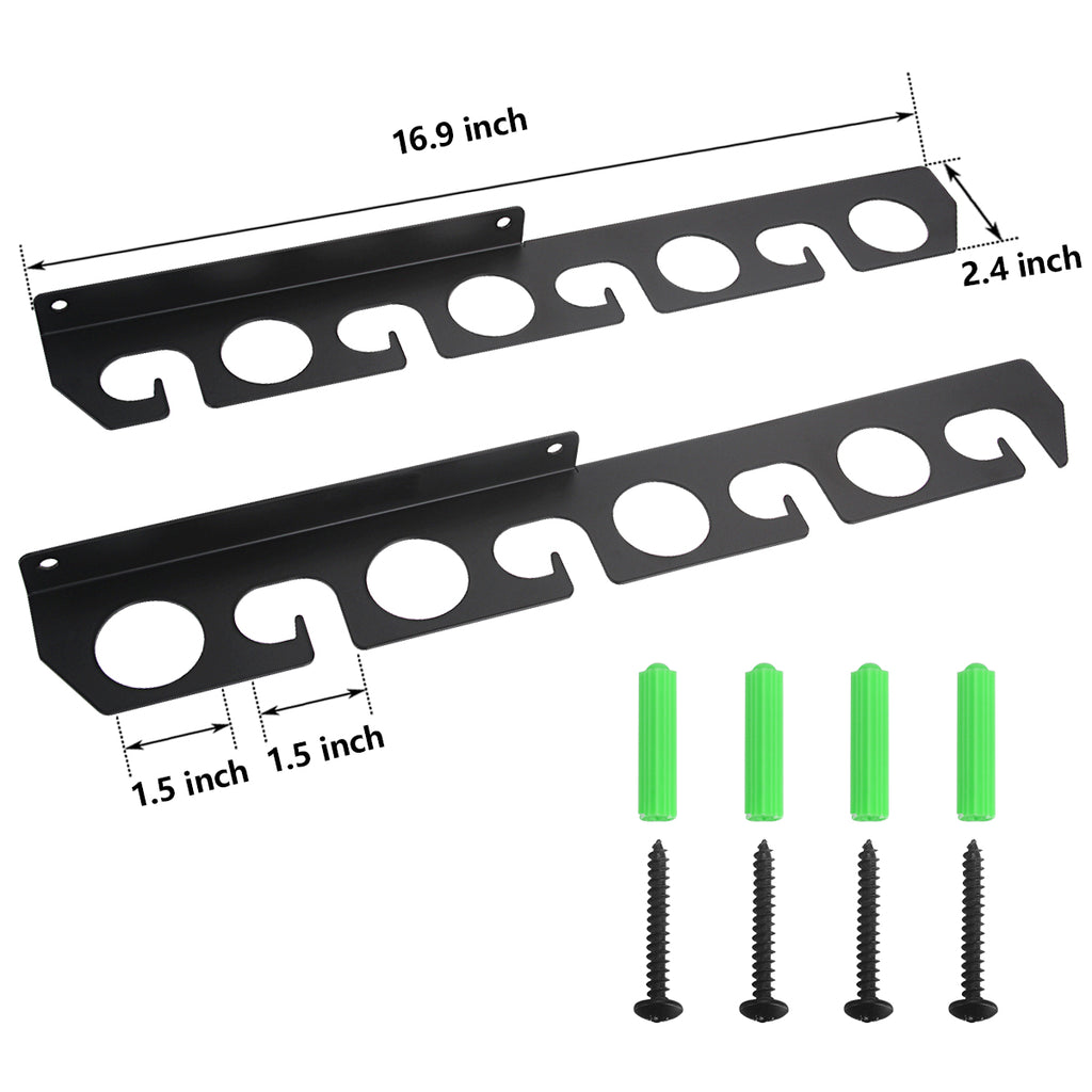 Black 2 Pack Fishing Rod Rack Wall Mount, Holds 16 Rods J38048