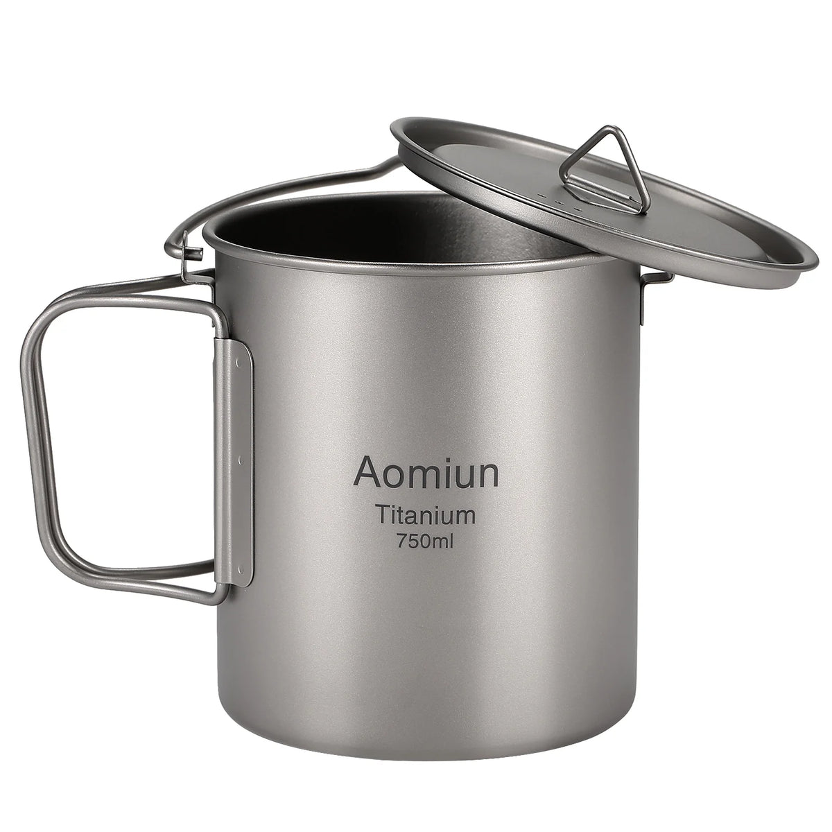 Titanium Cup 750ml Outdoor Portable Water Cup with Lid Handle D5539