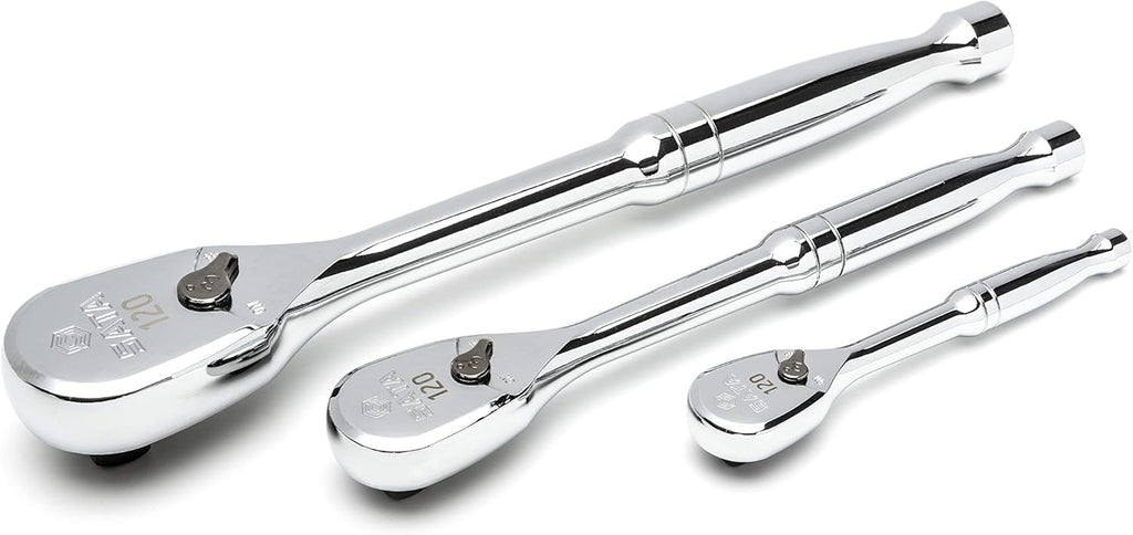 120P Professional Ratchet Set with On/Off Switch and Dual-Pawl 60-Tooth Teardrop Head A2361
