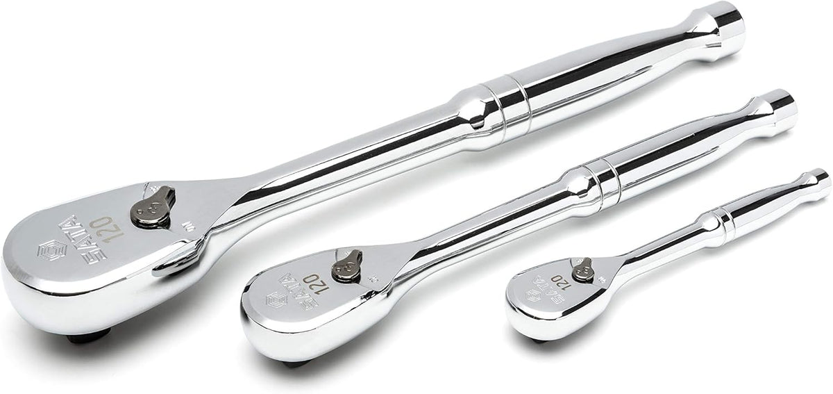 120P Professional Ratchet Set with On/Off Switch and Dual-Pawl 60-Tooth Teardrop Head A2361