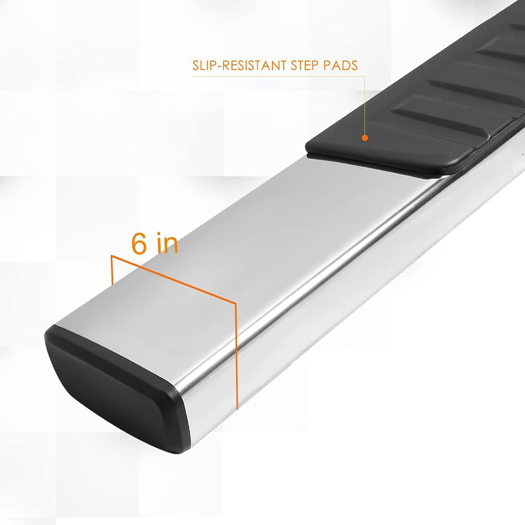 (2Pcs) 6 Inch Chrome Running Boards Side Step Bars Y301412