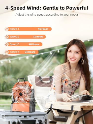 Portable Rechargeable Camping Fan with LED Lantern Q2579
